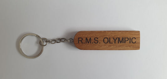 R.M.S. OLYMPIC Aft Staircase Oak Riser Keyring